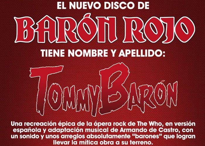 Imagen promocional del disco de Barón Rojo - Tommy Barón